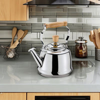 Cilio - Tradition 2.6 Qt Stainless Steel Tea Kettle with Wooden Handles - C430820