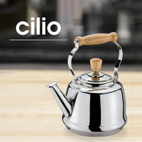 Cilio - Tradition 2.6 Qt Stainless Steel Tea Kettle with Wooden Handles - C430820