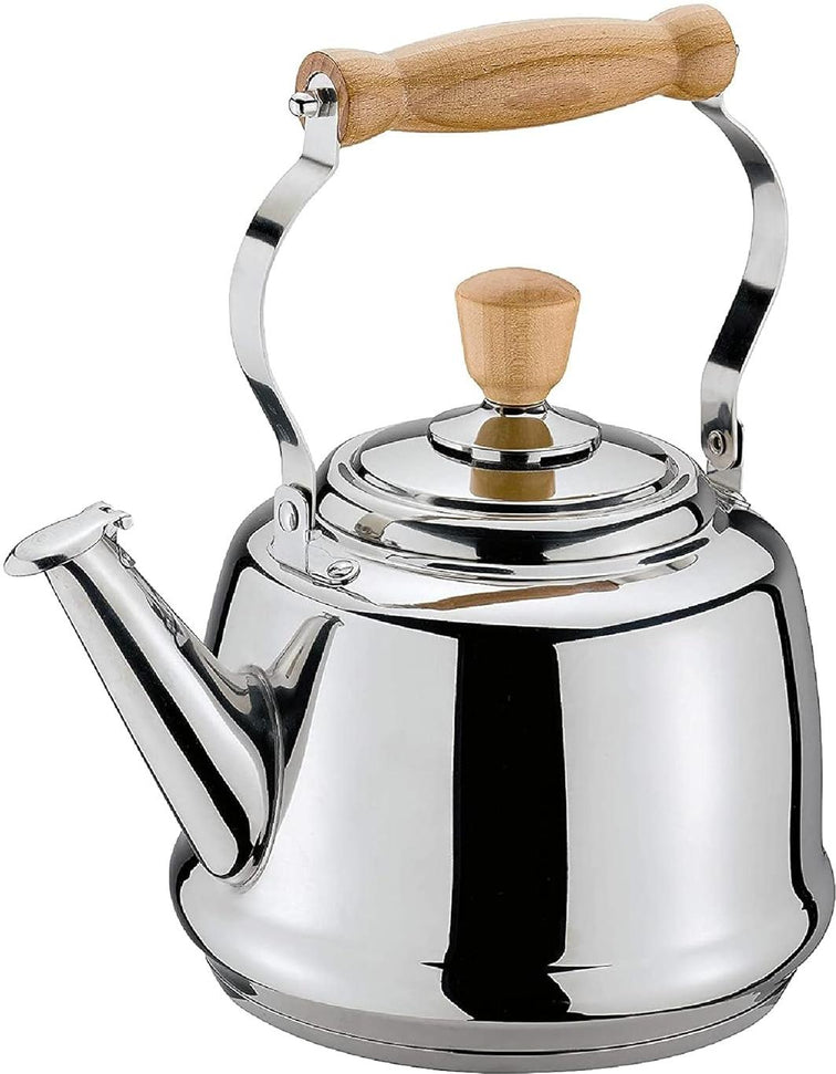 Cilio - Tradition 2.6 Qt Stainless Steel Tea Kettle with Wooden Handles - C430820