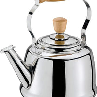 Cilio - Tradition 2.6 Qt Stainless Steel Tea Kettle with Wooden Handles - C430820