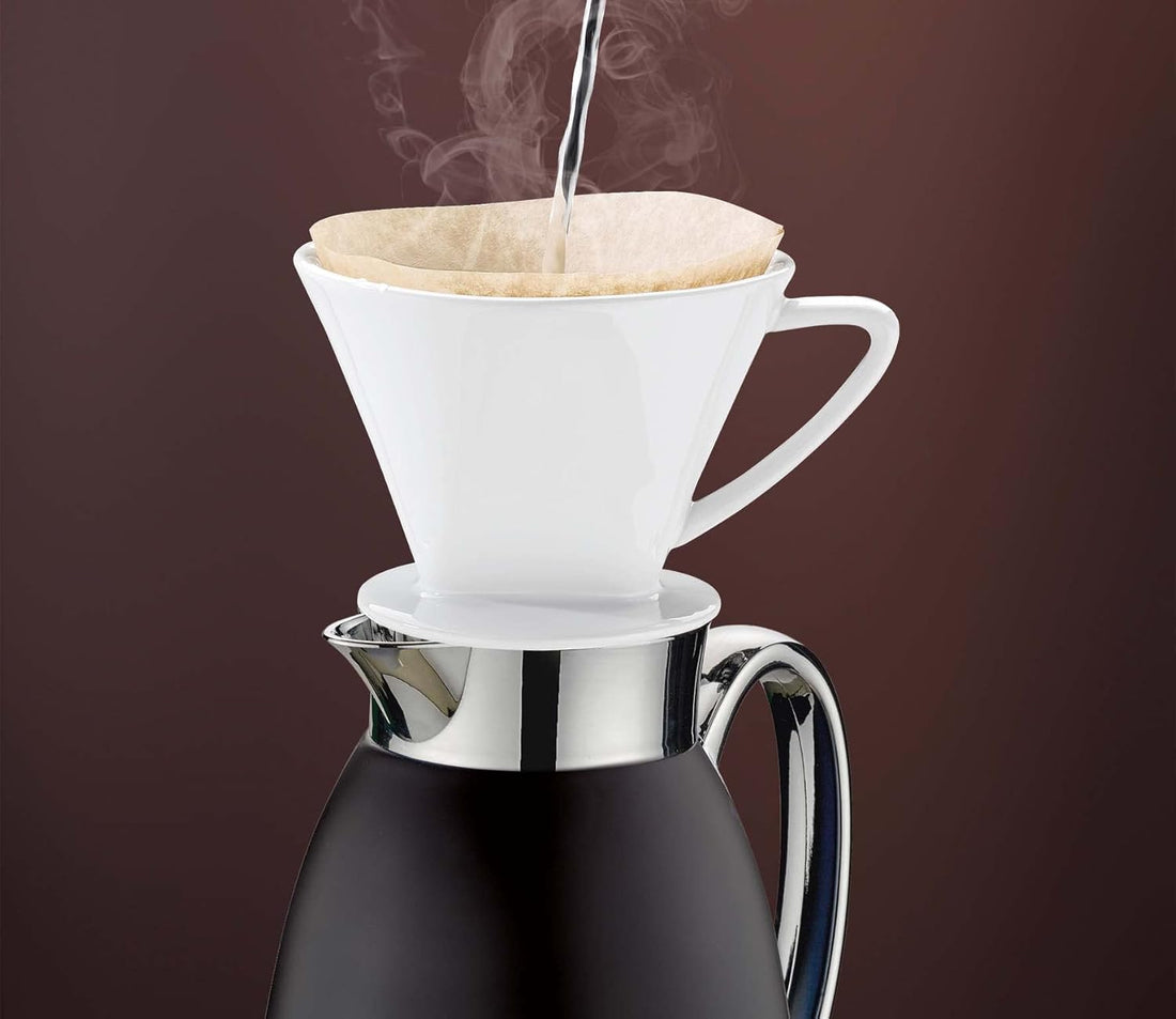 Cilio - Venezia 34 fl. oz. Black Stainless Steel Insulated Beverage Server with Tempered Glass Liner - C543865