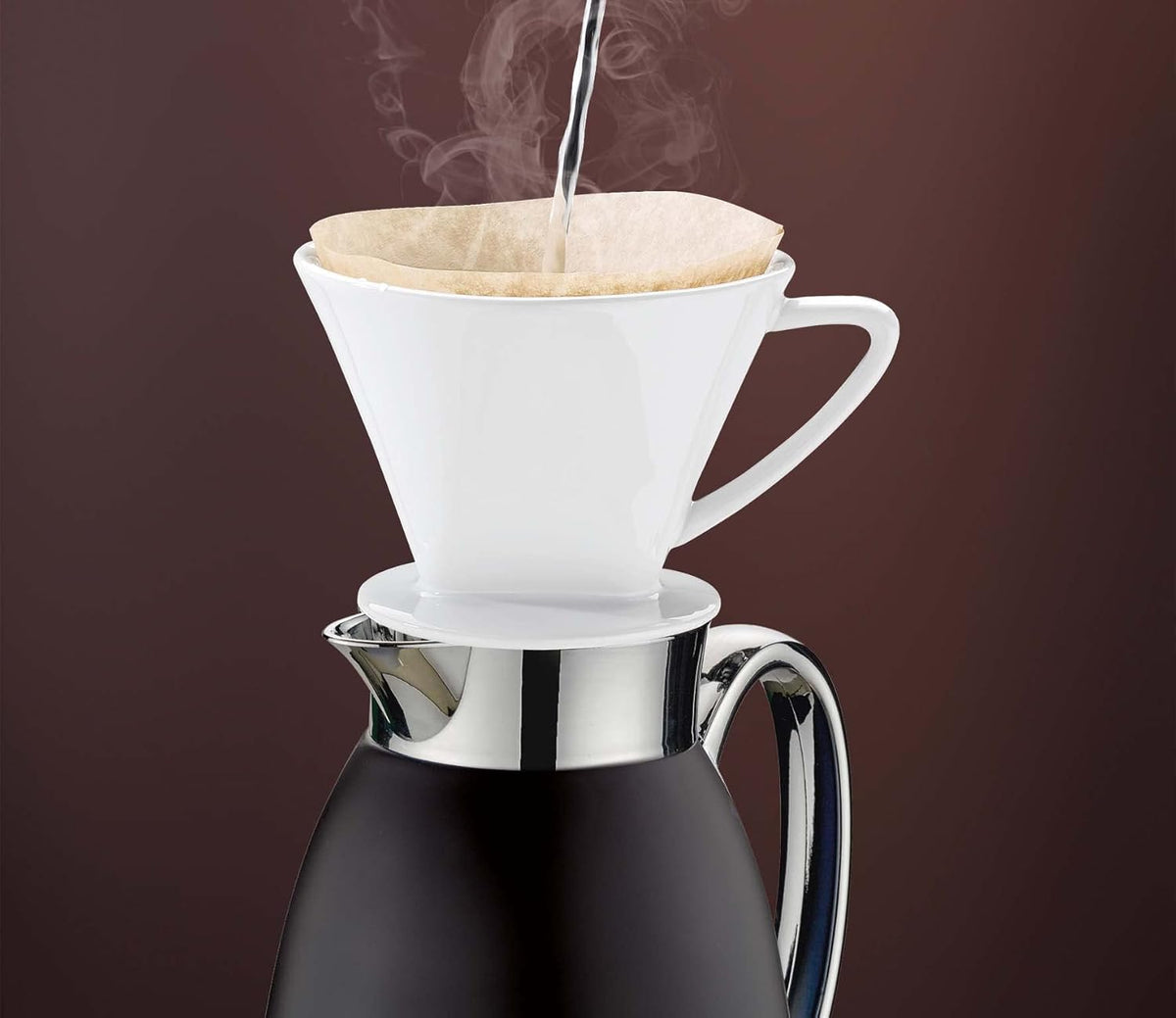 Cilio - Venezia 34 fl. oz. Black Stainless Steel Insulated Beverage Server with Tempered Glass Liner - C543865
