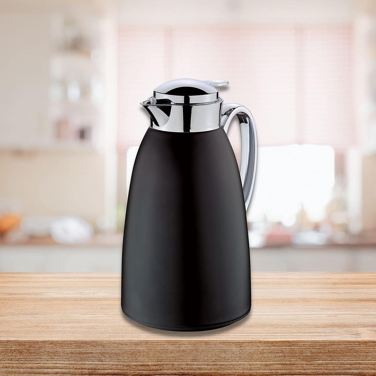 Cilio - Venezia 34 fl. oz. Black Stainless Steel Insulated Beverage Server with Tempered Glass Liner - C543865