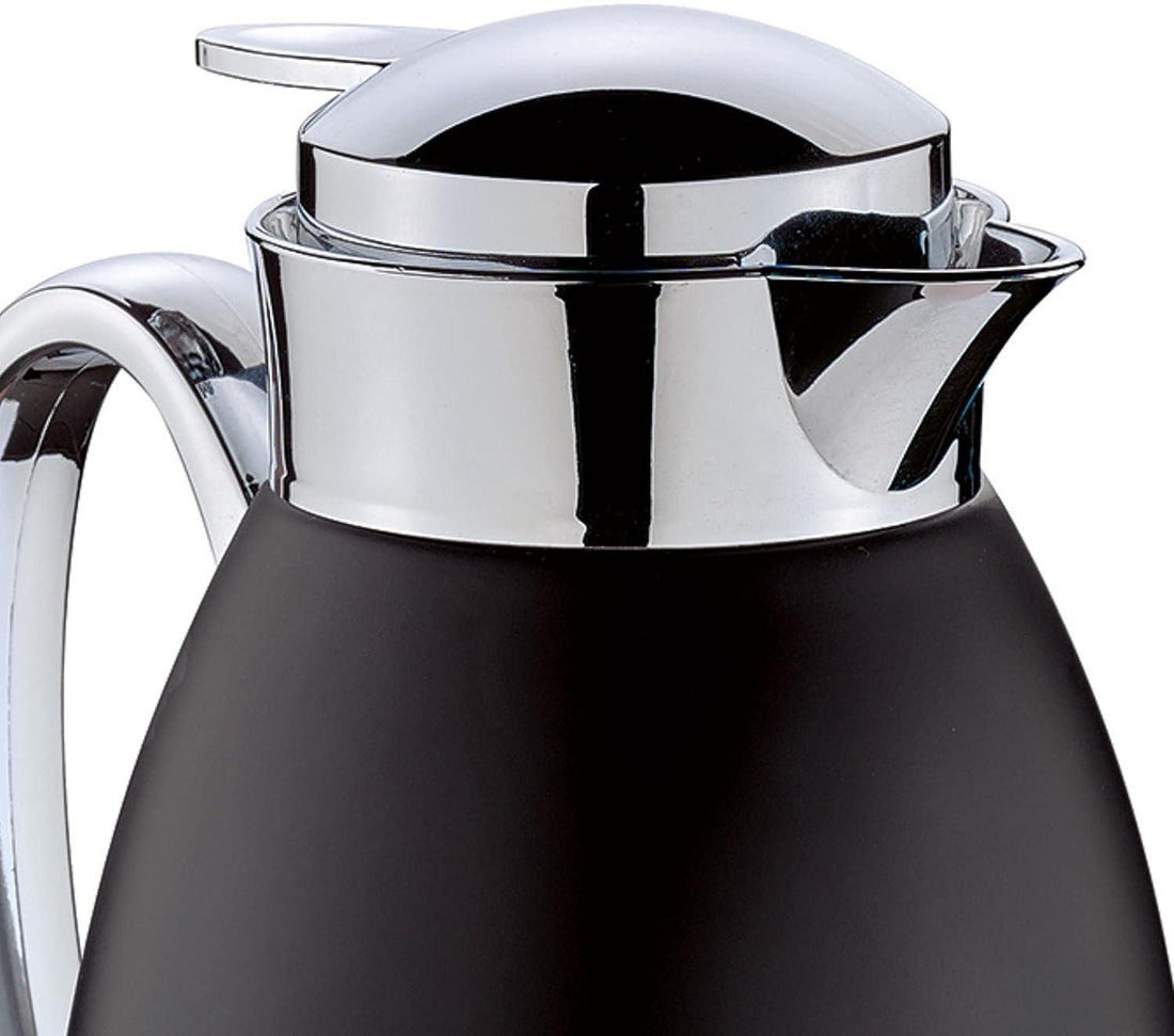 Cilio - Venezia 34 fl. oz. Black Stainless Steel Insulated Beverage Server with Tempered Glass Liner - C543865