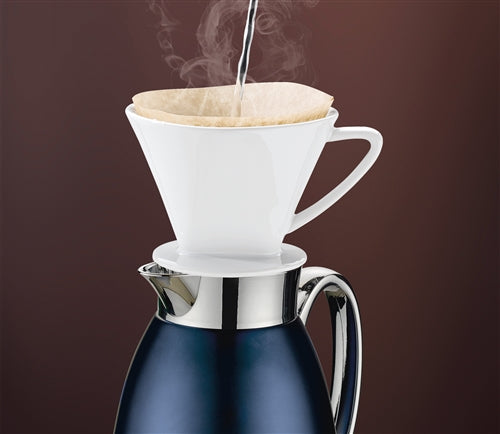 Cilio - Venezia 34 fl. oz. Blue Stainless Steel Insulated Beverage Server with Tempered Glass Liner - C543902