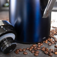 Cilio - Venezia 34 fl. oz. Blue Stainless Steel Insulated Beverage Server with Tempered Glass Liner - C543902