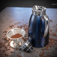 Cilio - Venezia 34 fl. oz. Blue Stainless Steel Insulated Beverage Server with Tempered Glass Liner - C543902