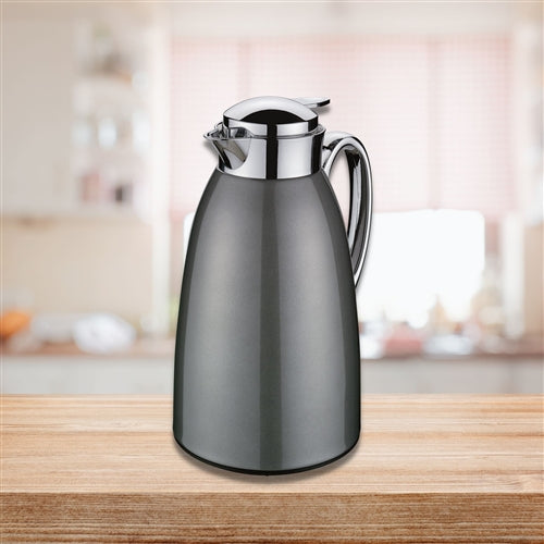 Cilio - Venezia 34 fl. oz. Grey Stainless Steel Insulated Beverage Server with Tempered Glass Liner - C543919