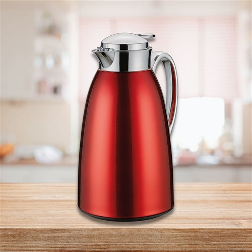 Cilio - Venezia 34 fl. oz. Red Stainless Steel Insulated Beverage Server with Tempered Glass Liner - C543940