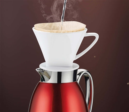 Cilio - Venezia 34 fl. oz. Red Stainless Steel Insulated Beverage Server with Tempered Glass Liner - C543940