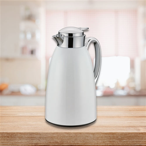 Cilio - Venezia 34 fl. oz. White Stainless Steel Insulated Beverage Server with Tempered Glass Liner - C543933