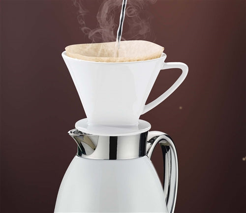 Cilio - Venezia 34 fl. oz. White Stainless Steel Insulated Beverage Server with Tempered Glass Liner - C543933