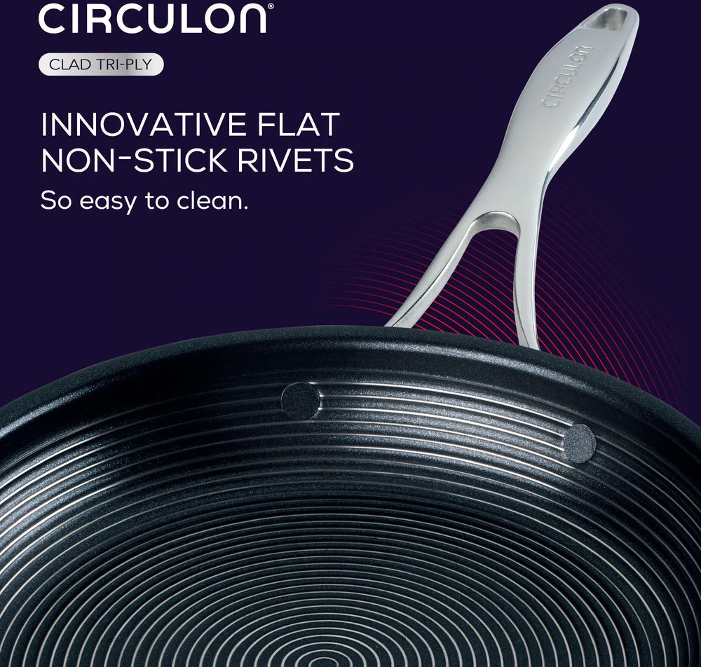 Circulon - 12.5", 32 cm SteelShield C-Series Tri-Ply Clad Nonstick Fry Pan with Helper Handle - 30015