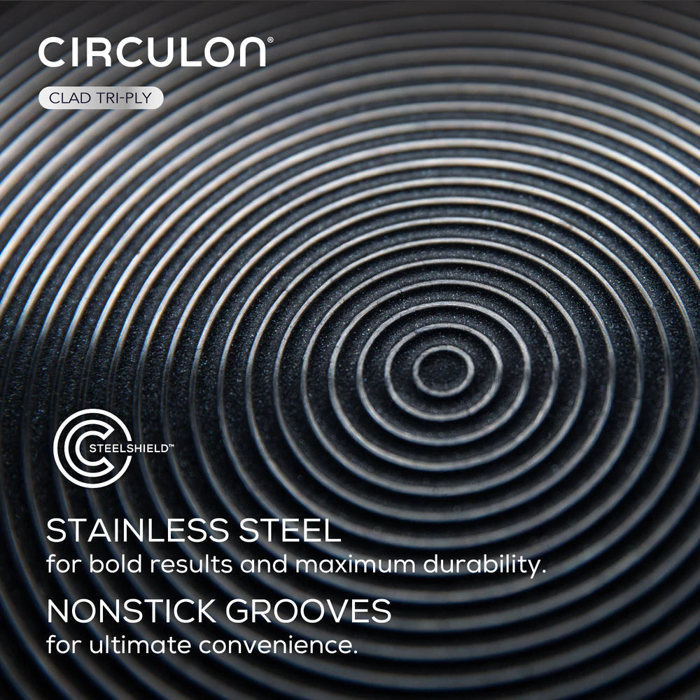 Circulon - 12.5", 32 cm SteelShield C-Series Tri-Ply Clad Nonstick Fry Pan with Helper Handle - 30015
