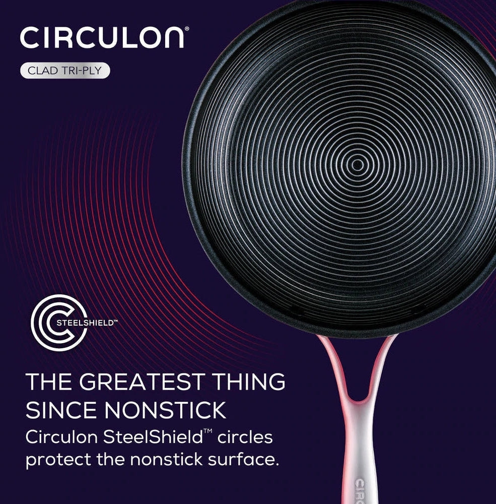 Circulon - 12.5", 32 cm SteelShield C-Series Tri-Ply Clad Nonstick Fry Pan with Helper Handle - 30015
