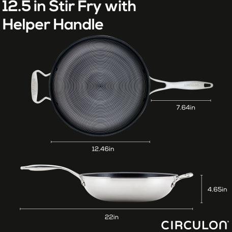 Circulon - 12.5" Silver Stainless Steel Stir Fry Pan with Hybrid SteelShield and Nonstick Technology - 30052