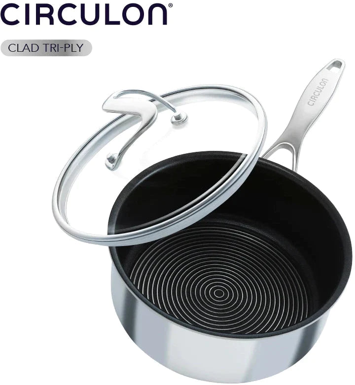 Circulon - 2 QT, 1.9 L SteelShield C-Series Tri-Ply Clad Covered Nonstick Saucepan with Lid - 30014