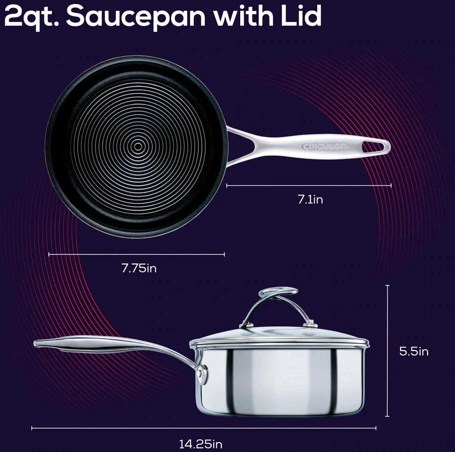 Circulon - 2 QT, 1.9 L SteelShield C-Series Tri-Ply Clad Covered Nonstick Saucepan with Lid - 30014