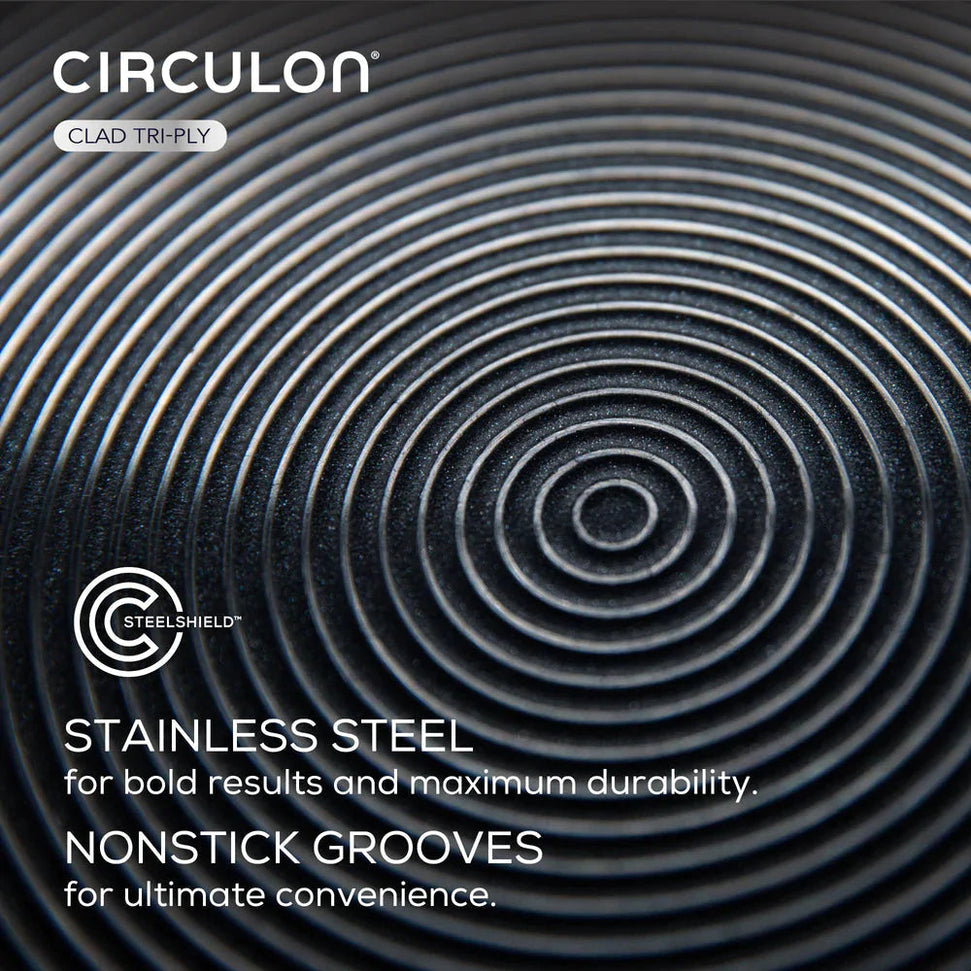 Circulon - 3.5 QT, 3.3 L C-Series Tri-Ply Clad Covered Nonstick Chef Pan with Lid and Stainless-Steel Scraping Spoon - 30017
