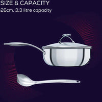 Circulon - 3.5 QT, 3.3 L C-Series Tri-Ply Clad Covered Nonstick Chef Pan with Lid and Stainless-Steel Scraping Spoon - 30017
