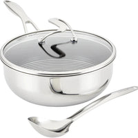 Circulon - 3.5 QT, 3.3 L C-Series Tri-Ply Clad Covered Nonstick Chef Pan with Lid and Stainless-Steel Scraping Spoon - 30017