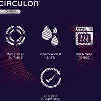 Circulon - 5 QT, 4.7 L C-Series Tri-Ply Clad Covered Nonstick Sauté Pan with Lid and Helper Handle - 30016