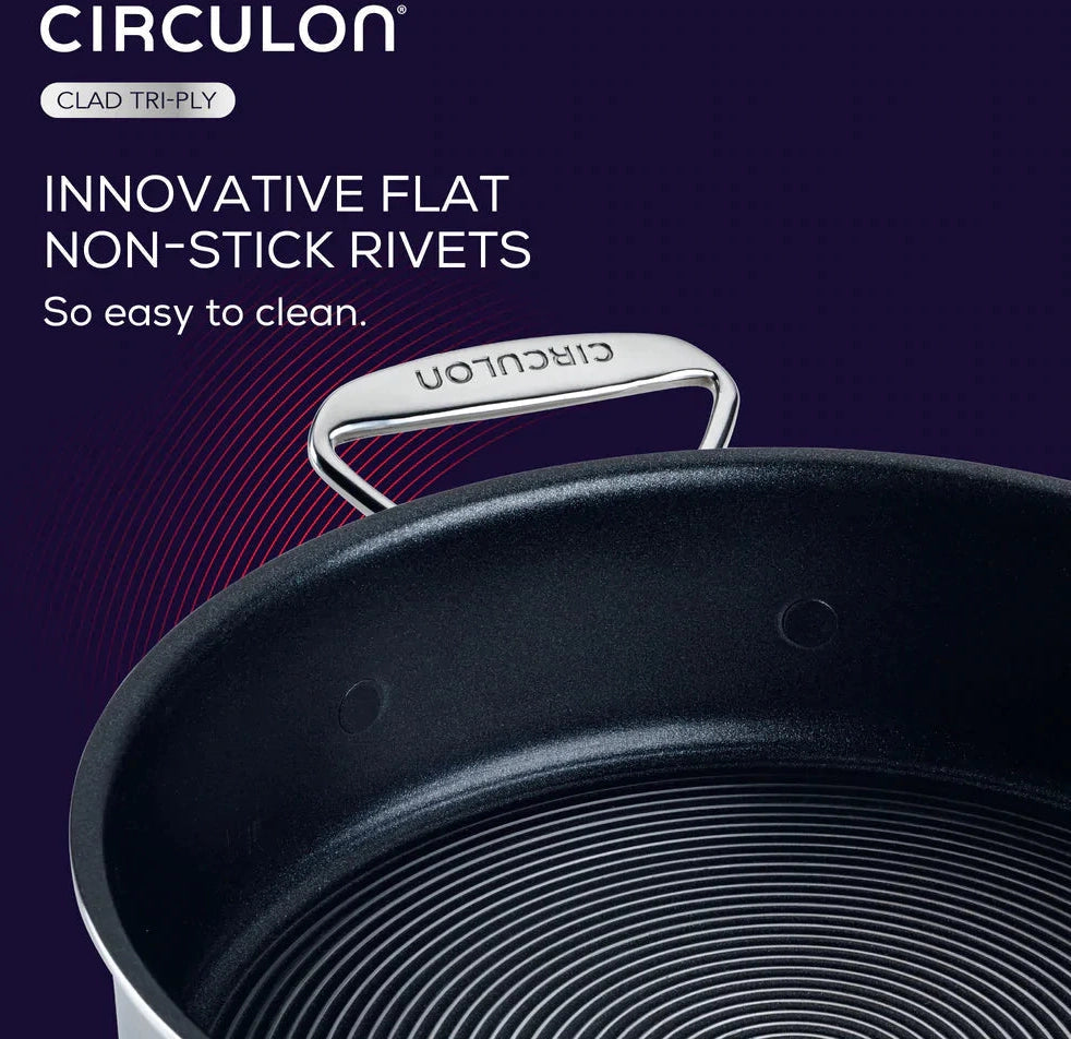 Circulon - 5 QT, 4.7 L C-Series Tri-Ply Clad Covered Nonstick Sauté Pan with Lid and Helper Handle - 30016