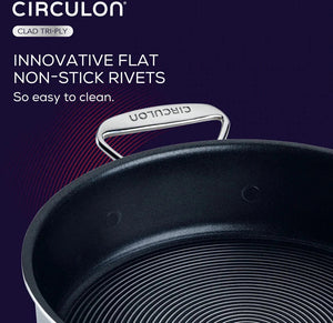 Circulon - 5 QT, 4.7 L C-Series Tri-Ply Clad Covered Nonstick Sauté Pan with Lid and Helper Handle - 30016