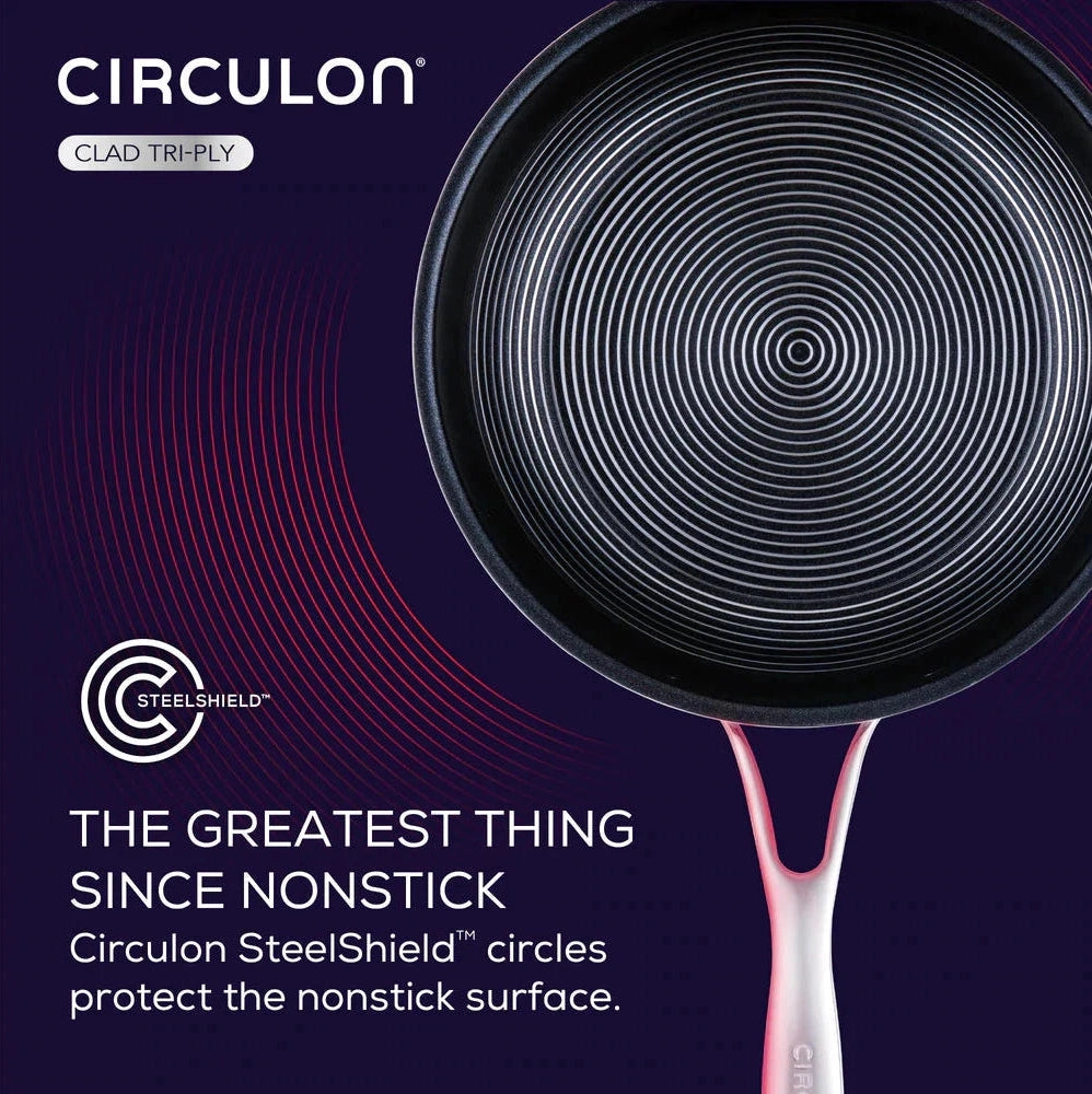 Circulon - 5 QT, 4.7 L C-Series Tri-Ply Clad Covered Nonstick Sauté Pan with Lid and Helper Handle - 30016
