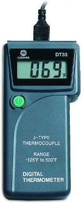 Comark - Type J Digital Thermometer With Probe, Battery And Case - DT33