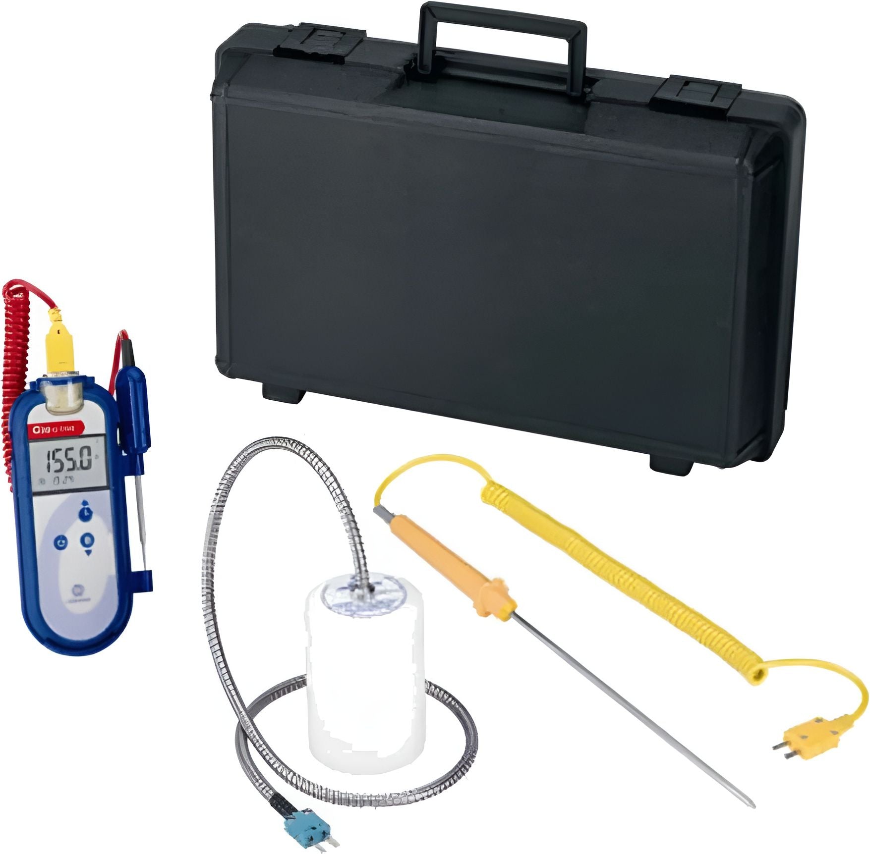 Comark - Type K Waterproof Thermometer Kit with 3 Probes, Wall-Mount Bracket / Stand and Hard Carry Case- C48/P18