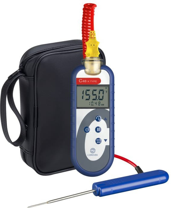 Comark - Type K Waterproof Thermometer Kit with Thin Tip Penetration Probe and Soft Carry Case - C48/P5