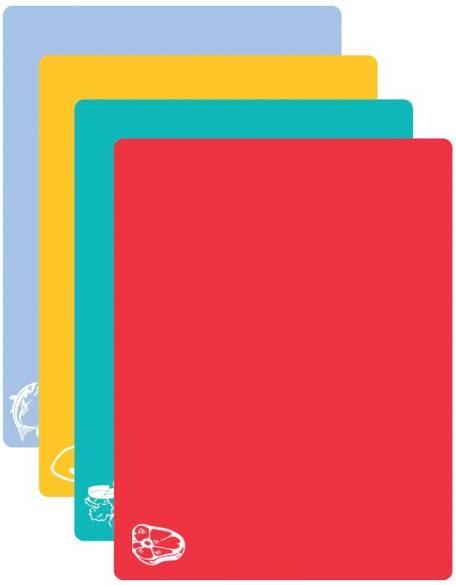 Conimar - 11.5" x 15" Chop Chop Assorted Coloured Flex Mat, Pack of 4 - CO74164