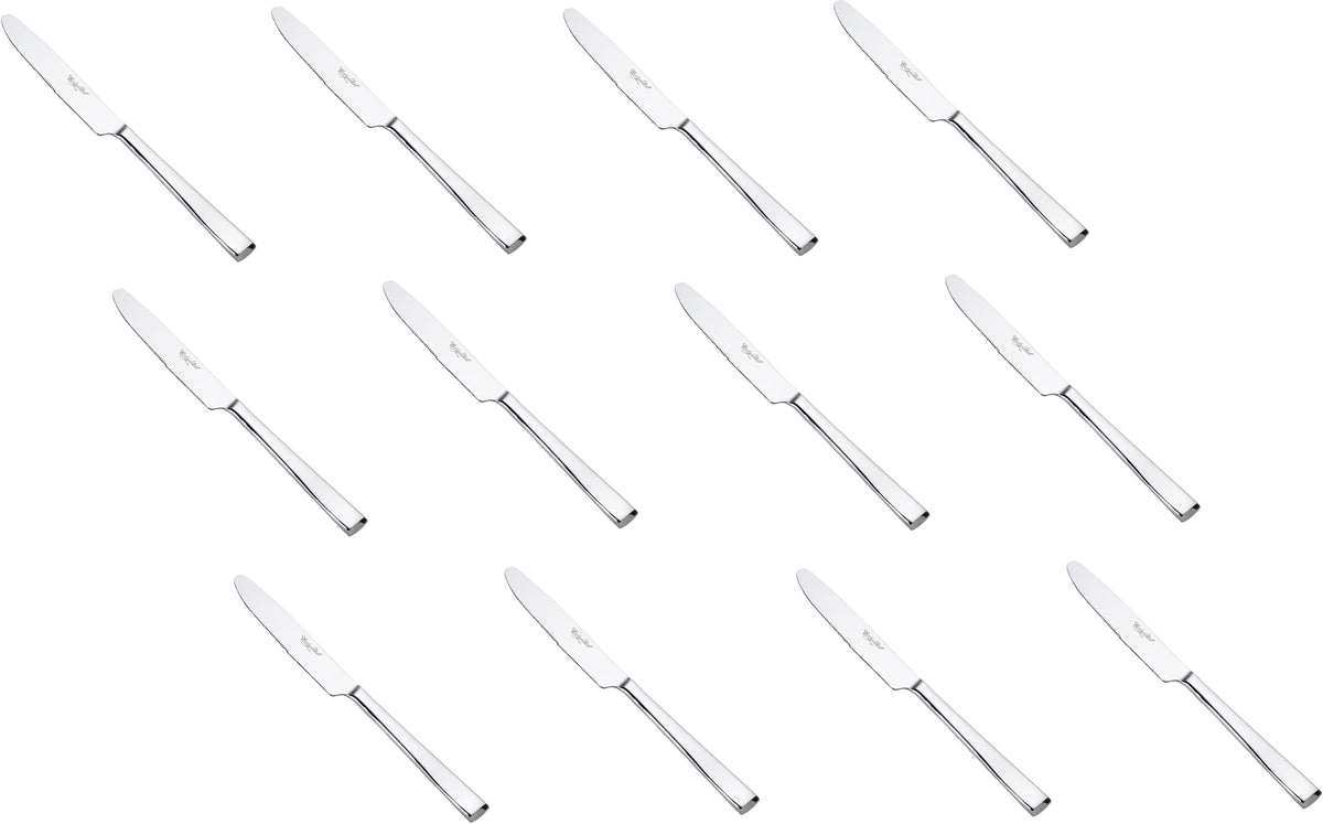 Corby Hall - Oslo 9.5" Stainless Steel Solid Handle Dinner Knife, Pack of 12 - 5251