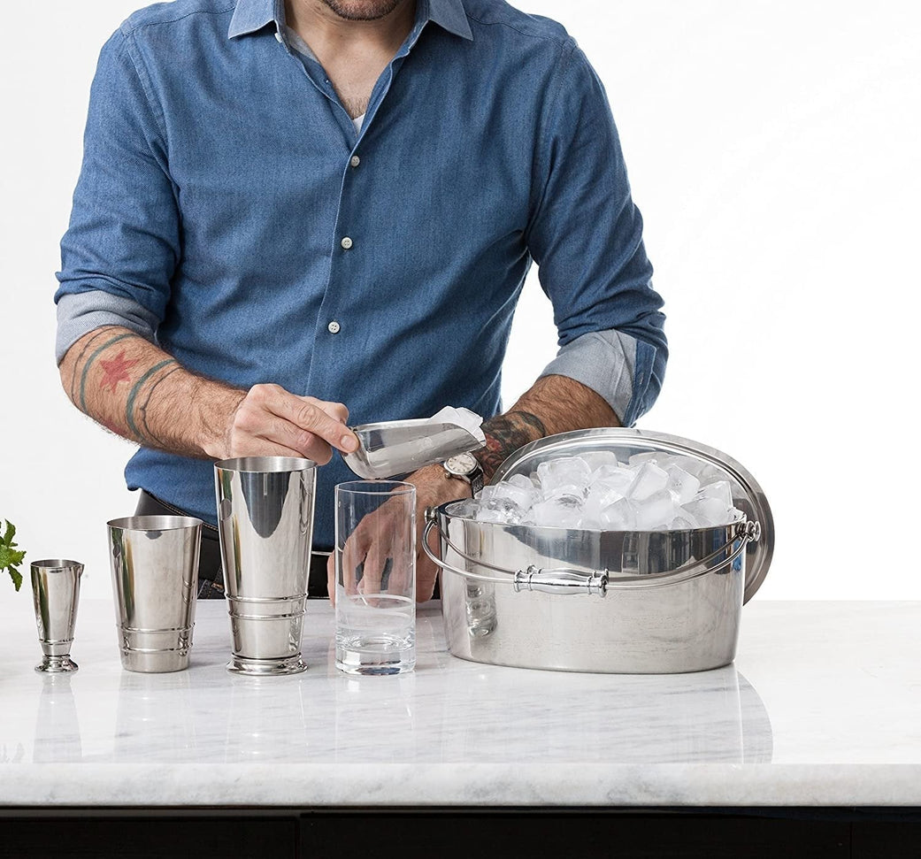 Crafthouse - 12" x 5.25" Stainless Steel Oval Ice bucket with Scoop Set - CRFTH.OVICE.SET