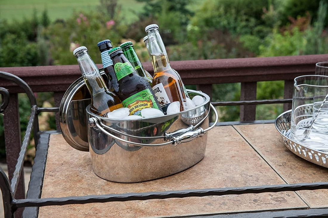 Crafthouse - 12" x 5.25" Stainless Steel Oval Ice bucket with Scoop Set - CRFTH.OVICE.SET