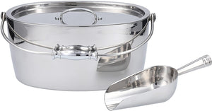 Crafthouse - 12" x 5.25" Stainless Steel Oval Ice bucket with Scoop Set - CRFTH.OVICE.SET