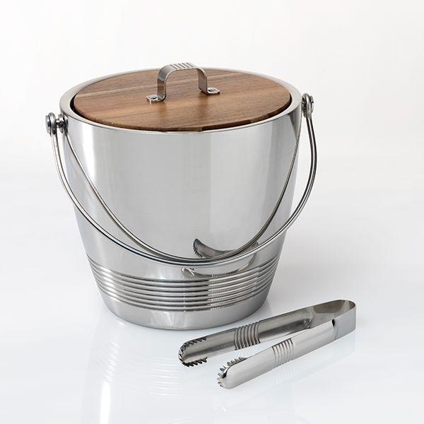 Crafthouse - Classic Stainless Steel Round Ice Bucket with Tongs Set - CRFCC.RDICE.SET