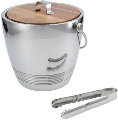 Crafthouse - Classic Stainless Steel Round Ice Bucket with Tongs Set - CRFCC.RDICE.SET
