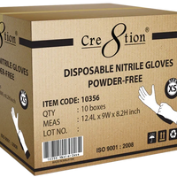 Cre8tion® - PF X-Small Nitrile Gloves, 10 Bx/Cs - 10356