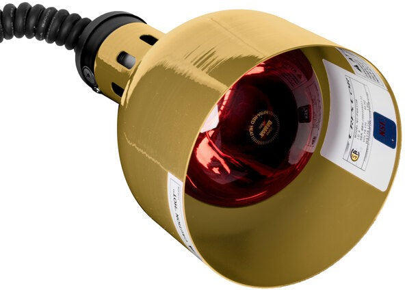 Cres Cor - 60" Retractable Ceiling Mount Brass Finish Infrared Bulb Food Warmer - EO IFW-63-10-PB (Pre-Order Now, ETA 4-6 Weeks)