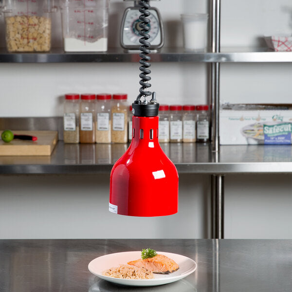 Cres Cor - 60" Retractable Ceiling Mount Red Finish Infrared Bulb Food Warmer - EO IFW-63-10-R (Pre-Order Now, ETA 4-6 Weeks)