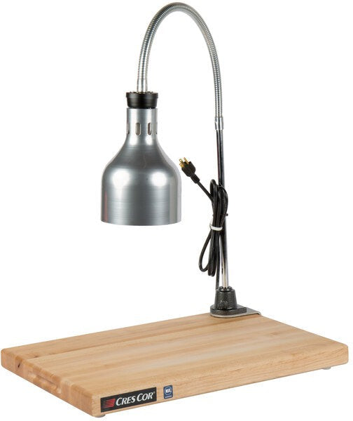 Cres Cor - Portable Carving Station With Wood Cutting Board, Nickel Polished Lamp - EO IFW-61-GL-10PN (Pre-Order Now, ETA 4-6 Weeks)