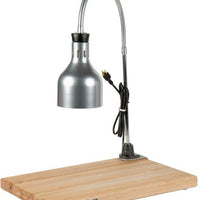 Cres Cor - Portable Carving Station With Wood Cutting Board, Nickel Polished Lamp - EO IFW-61-GL-10PN (Pre-Order Now, ETA 4-6 Weeks)