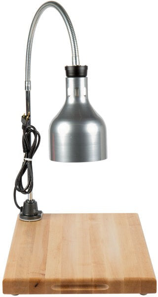 Cres Cor - Portable Carving Station With Wood Cutting Board, Nickel Polished Lamp - EO IFW-61-GL-10PN (Pre-Order Now, ETA 4-6 Weeks)
