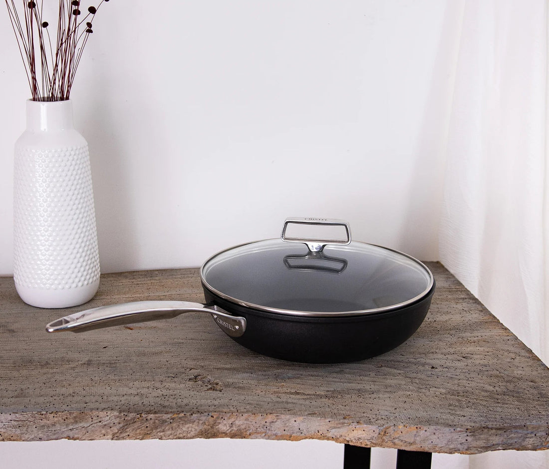 Cristel - 1.9 QT Non-Stick Sauté-Pan With Lid and Fixed Handle Castel'Pro Ultralu Collection - S24CPFAE - DISCONTINUED