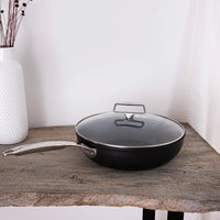 Cristel - 1.9 QT Non-Stick Sauté-Pan With Lid and Fixed Handle Castel'Pro Ultralu Collection - S24CPFAE - DISCONTINUED
