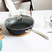 Cristel - 1.9 QT Non-Stick Sauté-Pan With Lid and Fixed Handle Castel'Pro Ultralu Collection - S24CPFAE - DISCONTINUED