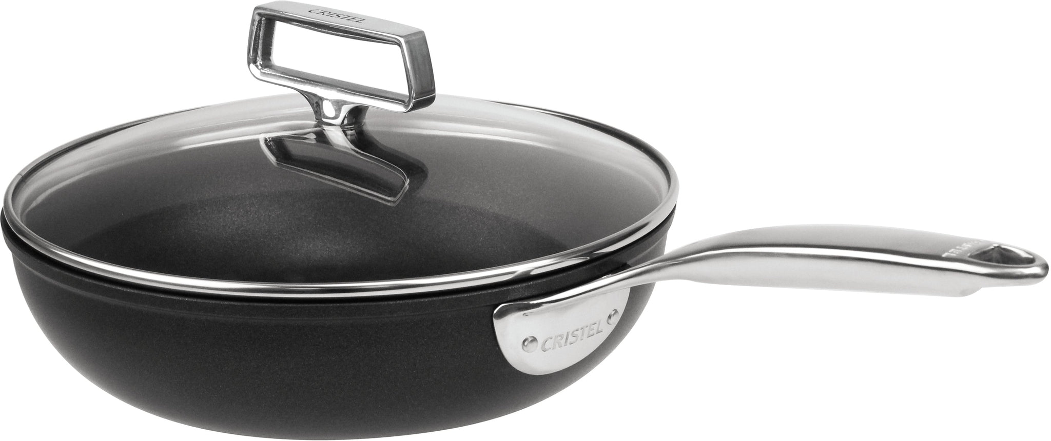 Cristel - 1.9 QT Non-Stick Sauté-Pan With Lid and Fixed Handle Castel'Pro Ultralu Collection - S24CPFAE