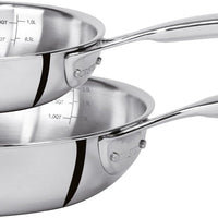 Cristel - 2-Piece Stainless Steel Fry Pan Set Castel'Pro Ultraply Collection - SET2PSCPFN